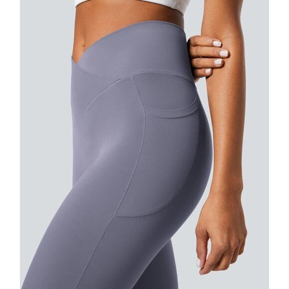 Halara Softlyzero Crossover Pocket 7/8 Leggings Light Gray Violet S NEW/NWT!! - Picture 7 of 14